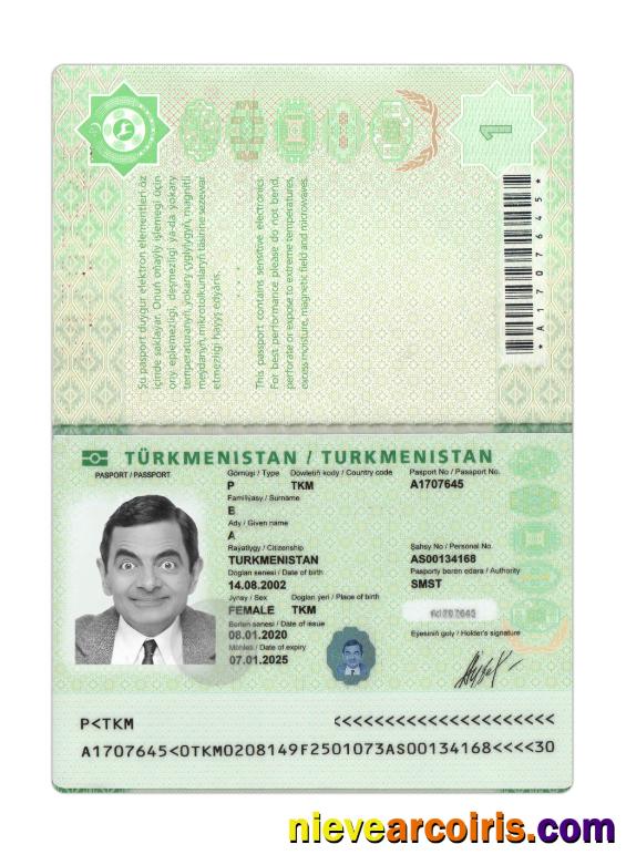 Turkmenistan passport 2020-present